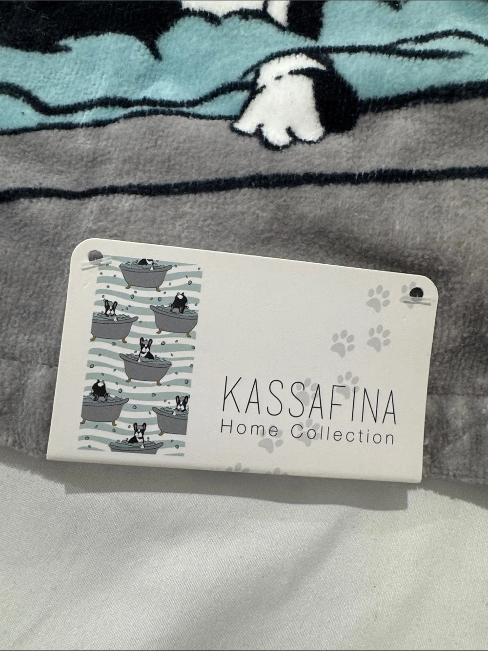 NEW Kassafina Bath Towel - Blue Stripe with Puppy Bathtub Print